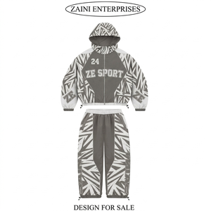 Traje Cortavientos para Hombre, Premium, 120 GSM, Poliéster Tejido, Gris Blanco, Diseño de Paneles Sublimados, Impresión de Logotipo Personalizado, Bordado, OEM, ODM - Product Image 1