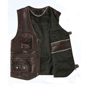 Chalecos y Chaquetas de Cuero de Grano Completo Transpirables para Hombre, para Uso en Exteriores, Moda, Calidad Premium, Cuello en V - Product Image 4