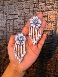 Trendy Handmade Bead Embroidery Dangle <b>Earrings</b> for Women Boho Ethnic Statement Fashion Jewelry Collection - Product Image 3