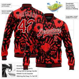 Veste universitaire camouflage rouge et noir pour homme, personnalisable avec nom et numéro, impression par sublimation, tenue décontractée d'automne, coupe classique, col rabattu - Product Image 2