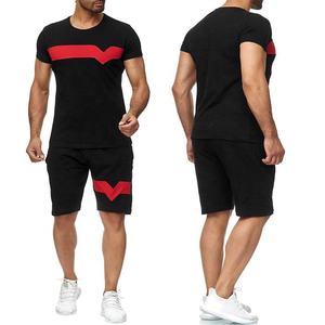 เสื้อกล้ามแขนสั้นผู้ชายผ้าคอตตอนคอวีฤดูร้อนเสื้อยืดสีทึบผ้าสแปนเด็กซ์สำหรับเพาะกาย - Product Image 3