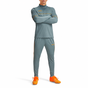Ensemble de survêtement gris-orange respirant en maille pour l'hiver, avec haut zippé et pantalon de jogging, séchage rapide, tenue de sport et d'entraînement - Product Image 5