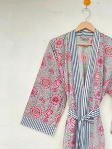 ชุดคลุมกิโมโนผ้าฝ้ายพิมพ์ลายดอกไม้ – ชุดลำลองสำหรับใส่ชายหาดในฤดูร้อน - Product Image 2