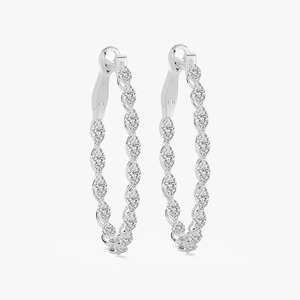 ต่างหูเพชรทรงมาร์คีส์ 0.15 กะรัต เพาะเลี้ยงในห้องปฏิบัติการ แบบวงกลม 14K ทองคำขาว รับรองโดย IGI ขนาด 38.4 มม. สำหรับผู้หญิง - Product Image 6