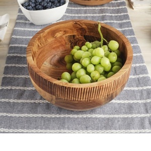 Tazón de Madera Pulida Natural Hecho a Mano, de Lujo, para Servir Ensaladas y Frutas, Decorativo para el Hogar y Restaurantes, Artesanía para el Hogar - Product Image 3