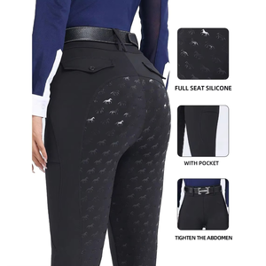 Pantalones de equitación con logotipo personalizado, ropa ecuestre de alta elasticidad, leggings de equitación para mujer con cintura elástica - Product Image 1