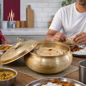 Ensemble de casseroles de luxe en laiton Thermosteel avec étui isotherme durable, lot de 3 pour salades, currys et riz, idéal pour la maison - Product Image 3