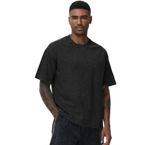T-shirts en coton surdimensionnés pour hommes, coupe ample, effet vintage, unisexe, manches courtes, décontractés - Product Image 2