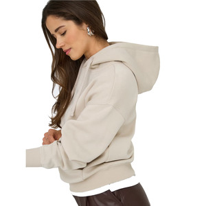 Women Oversized Hooded Fleece Sweatshirt Solid Color Pocket Design Breathable Regular Sleeve Autumn Wear - Product Image 5