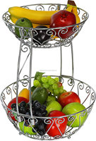 Corbeille à fruits à 2 niveaux MDI Simple Houseware pour comptoir, avec tailles personnalisables, en métal chromé durable