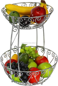 Rangement de corbeille à fruits de comptoir à 2 niveaux d'articles ménagers simples en métal chromé durable - Product Image 2