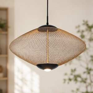 Lámpara Colgante de Malla de Latón AK, Estilo Retro Dorado/Negro, para Hogar/Cafetería/Restaurante/Decoración - Product Image 1