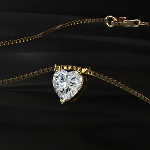 Luxury Design Women's Heart Shaped Solitaire Diamond Lab Grown 14kt Gold <b>Necklace</b> Fine Jewelry <b>D</b>-E Color VVS-VS Clarity IGI - Product Image 5