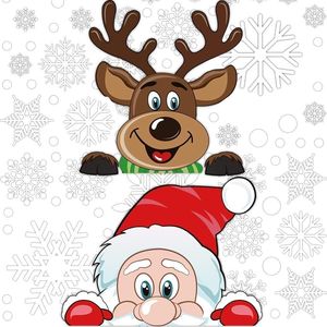 Set di 8 Fogli di Adesivi Natalizi per Finestre con Fiocchi di Neve, 300 Pezzi di Decorazioni Natalizie per Vetri, Adesivi con Babbo Natale e Renne - Product Image 3