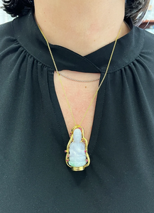 Buddha Jade Vintage Pendant 14K Alloy Gold Plated Religious Charm for Unisex Children's Fashion Jewelry - Product Image 4