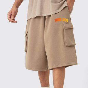 Shorts Cargo en Coton Kaki pour Homme de Haute Qualité 2026 avec Impression de Logo sur le Devant et Taille Élastique – Style Décontracté - Product Image 1