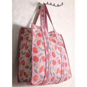 Handmade Eco-friendly Cotton Floral Embroidery Quilted <b>Vintage</b> Open Closure Shoulder <b>Bag</b> Indian Women Boho <b>Tote</b> Shopping Handbag - Product Image 3