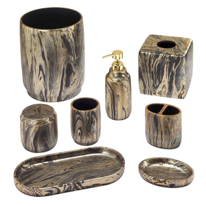 Juego de baño de resina único con cristales verdes, accesorios de diseño para lavabo, inodoro y ducha, de la India. - Product Image 5