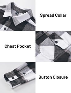 Men Classic Plaid <b>Flannel</b> Shirt <b>Jacket</b> Long Sleeve Casual Wear Bulk Order - Product Image 2