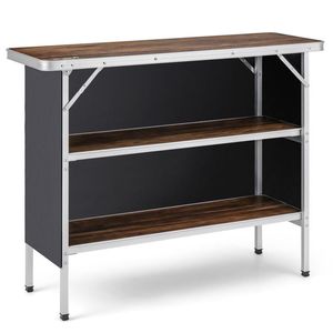 Tavolo da Campeggio Pieghevole con 2 Ripiani, Arredo Portatile in Metallo per Barbecue all'Aperto, Parco e Camera da Letto - Product Image 1
