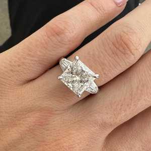 3.02CT Princess Cut Diamond Three Stone <b>Ring</b> Women's Lab Grown 10K White Gold Engagement <b>Proposal</b> Gift For Girlfriend - Product Image 1