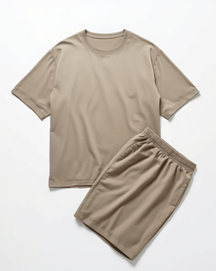 Conjunto de Camiseta Moderna con Hombros Caídos y Pantalones Cortos Deportivos para Hombre, Ropa Deportiva de Algodón Premium - Product Image 2