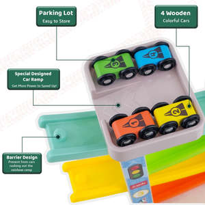 Wudly-Rampe de voiture en bois à 4 niveaux, jouet éducatif pour la motricité fine, coordination œil-main, jeu imaginatif - Product Image 3