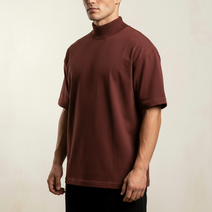 เสื้อยืดคอกลมโอเวอร์ไซส์ผ้าฝ้ายหนานุ่มสำหรับผู้ชาย สไตล์สตรีทแวร์ รับผลิตเสื้อยืดแบบไม่มีลาย แบรนด์ส่วนตัว - Product Image 3