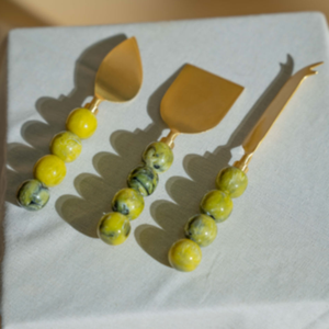 FAIZA CRAFT Decorative Resin Bead Handle Stainless Steel <b>Cheese</b> <b>Knife</b> <b>Set</b> Dishwasher Safe Eco-Friendly Table Top <b>Cheese</b> Tools - Product Image 1