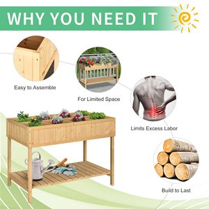 43x18x30in Rustic Finish Wooden Raised Garden Bed 8 Pockets Shelf Elevated <b>Planter</b> Box Legs for Growing Herbs <b>Vegetables</b> Flowers - Product Image 6