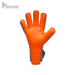 Customized Goalkeeper Gloves Roll Negative Cut Grey Mesh Body Geometric 3D Rubber Punch Zone Extended Wrist <b>Strap</b> Goalie Gloves - Product Image 2