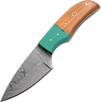 Couteau à dépecer artisanal en acier Damas, lame fixe, manche en bois d'olivier et turquoise, pour la chasse, le camping, le bushcraft, l'extérieur, vente en gros