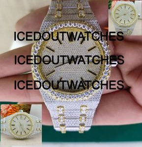 Luxury Hip Hop Automatic Men's Watch Glass Moissanite Stainless Steel Band Gold Plated Case 10 Bar Water Resistant Bracelet - Product Image 2