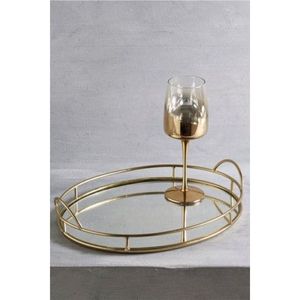 Gold <b>Mirrored</b> Tray Octagon Glass Makeup Organizer <b>Vanity</b> Decorative Perfume Cosmetic Serving Trays for Wedding <b>Table</b> Centerpiece - Product Image 3