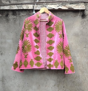 Handmade Indian Suzani Embroidered Velvet Quilted JacketBoho Winter <b>Coat</b> - Product Image 3