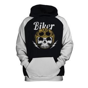 Biker Skull Hoodie Unisex Polyester/Cotton Casual Sweatshirt Green Black Full Sleeve Drawstring Pocket Lightweight Loose Fit - Product Image 4