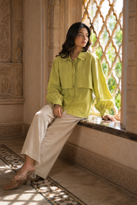 Ensemble deux pièces en coton pour femme, tenue d'été décontractée, chemise à rabat avant et pantalon taille haute, ensemble coordonné - Product Image 6