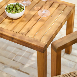 Ensemble de jardin contemporain en rotin 2 places avec table basse, mobilier d'extérieur résistant aux intempéries, structure en teck - Product Image 6