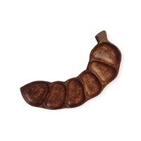 Bol à trempette en bois de manguier brun naturel foncé, en forme de tamarin, sectionné, écologique, artisanal, fait main, vaisselle de table de qualité alimentaire