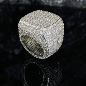Jewelux Unisex Hiphop Cocktail <b>Ring</b> Pave Set Moissanite Baguette Cut <b>Cross</b> Shape <b>Silver</b> Plated Prong Setting Luxury Party - Product Image 5