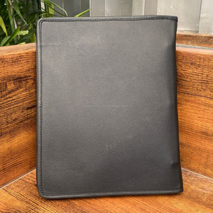 New <b>A4</b> Size Custom Hand Tooled Leather Interview Resume Padfolio Zipper Ring Binder Genuine Leather Quilted Presentations <b>Folder</b> - Product Image 5