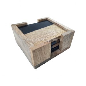 Juego de 4 piezas de la mejor calidad, posavasos creativos hechos a mano de madera de nogal con soporte, artesanías de calidad de India, alfombrillas y almohadillas - Product Image 4