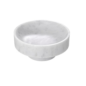 Bol de service en marbre blanc en vrac avec bol de service de nourriture de forme ronde de qualité exclusive à des prix compétitifs - Product Image 1