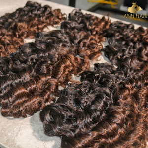 ผมเวียดนามแท้แบบขายส่ง มัดรวมแบบ Double Drawn จัดเรียงเกล็ดผมอย่างดี ลอนแบบพม่า สีน้ำตาลธรรมชาติ น้ำหนัก 100 กรัม - Product Image 1