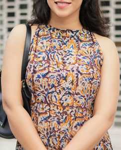เดรสยาวทรงเอสำหรับผู้หญิง ใส่ได้ทุกฤดู แขนกุด คอตั้ง ลายพิมพ์ ผ้าฝ้าย 100% ระบายอากาศได้ดี สวมใส่สบายๆ ทุกวัน-วอมานิก้า - Product Image 5
