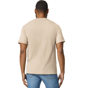 เสื้อยืดผู้ชายไซส์กลาง สีทราย ผ้าฝ้ายพรีเมียม คอกลม แขนสั้น สวมใส่สบาย เหมาะสำหรับทุกวัน ชุดลำลอง ชุดออกกำลังกาย - Product Image 3