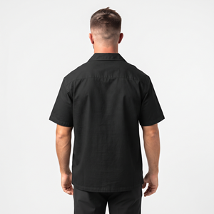 Chemise décontractée noire personnalisée pour hommes, vente en gros, haute qualité, avec logo personnalisé, 100% coton, manches courtes - Product Image 6