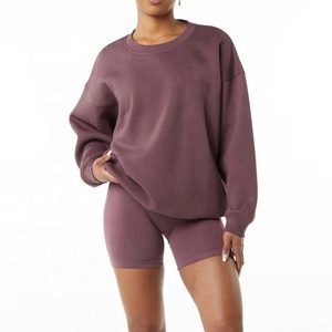 Col rond ample sweat femmes hiver rue solide respirant couleur surdimensionné col rond pull sweat pour les femmes - Product Image 2