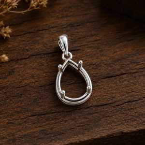 Pendentif en argent sterling 925 en forme de poire, serti de 4 griffes, semi-monture, pendentif goutte d'eau, support vide pour pierre précieuse, fabrication de bijoux personnalisés - Product Image 6