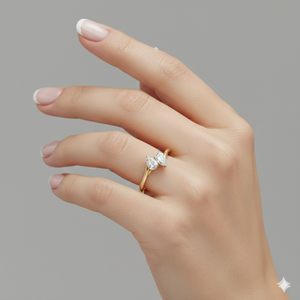 Stonewels Toi et Moi การตั้งค่าเพชรรูปลูกแพร์ที่ปลูกในห้องทดลองสำหรับการรับรองแหวนลูกแพร์สีทองจูบ - Product Image 3